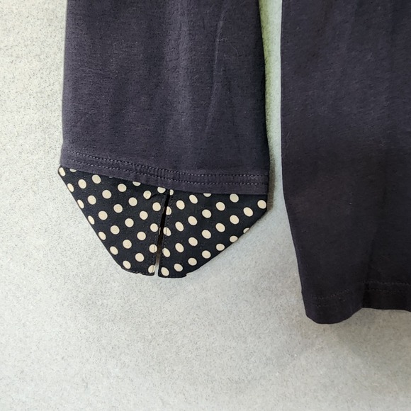 Garnet Hill Womens Knit Blouse Polka Dot Peter Pan Collar Blue 3/4 Sleeve XL - Picture 6 of 9